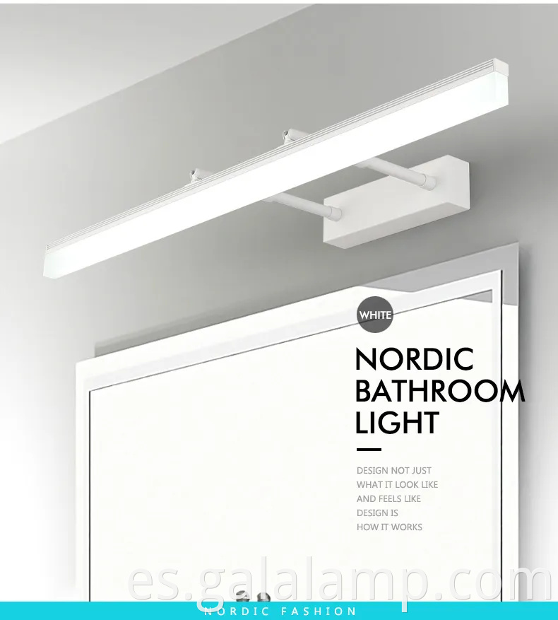 Luz de espejo LED extensible impermeable para una fácil instalación